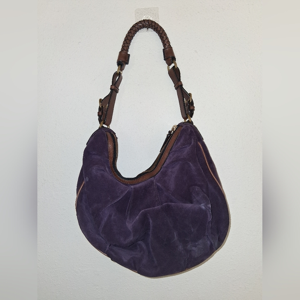 Banana Republic Purple Suede Large Shoulder Bag